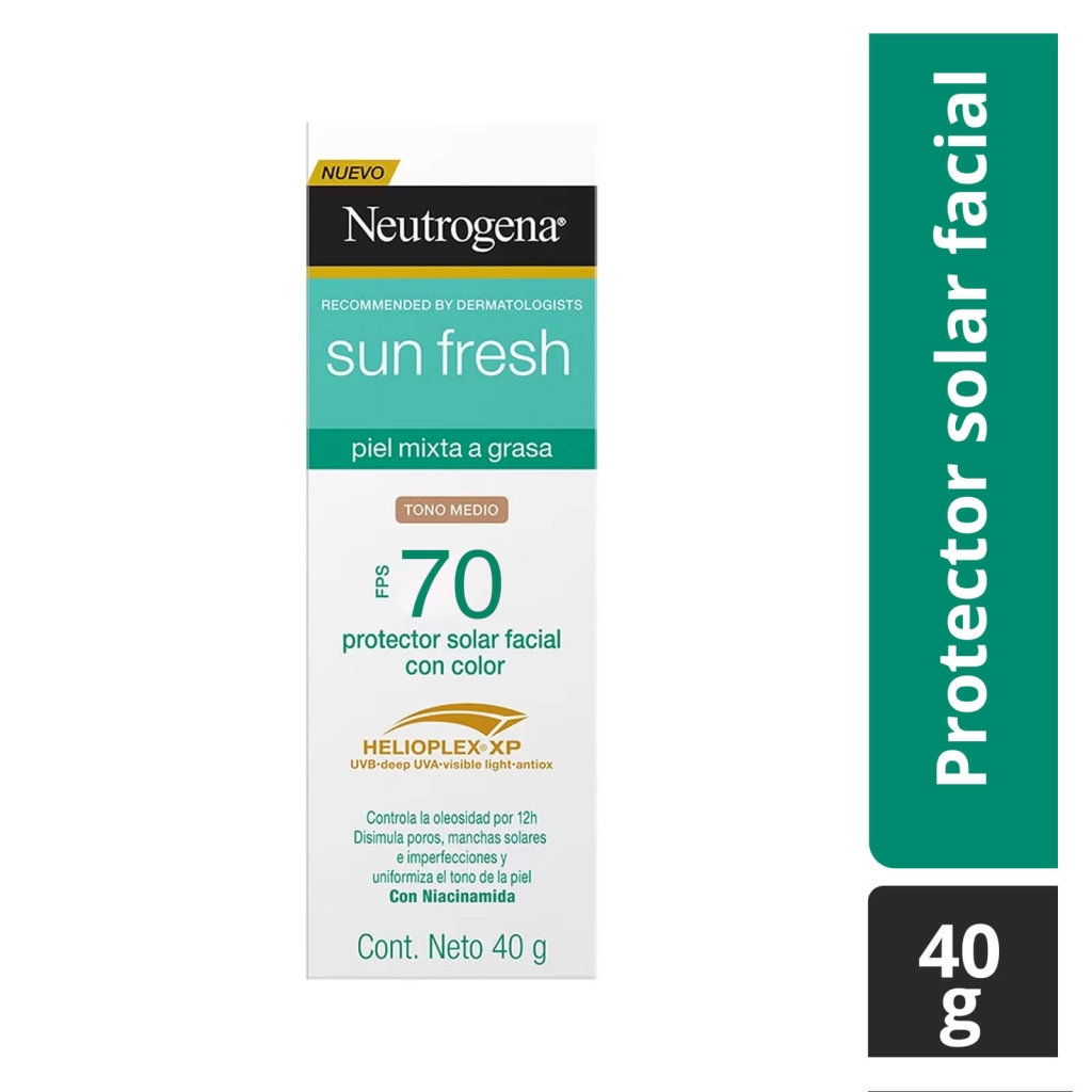 Protector Solar Facial Tono Medio Neutrogena Sun Fresh Derm Care FPS70 40g - Hero